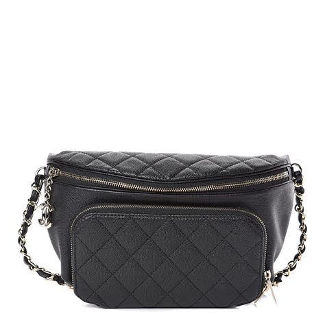 CHANEL Caviar Quilted Business Affinity Waist Belt Bag Black 